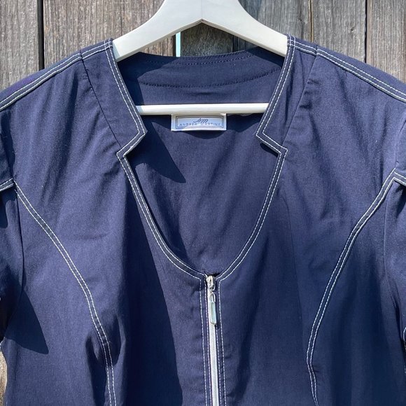 Blue Front Zip Up Dress - size large - Picture 2 of 9